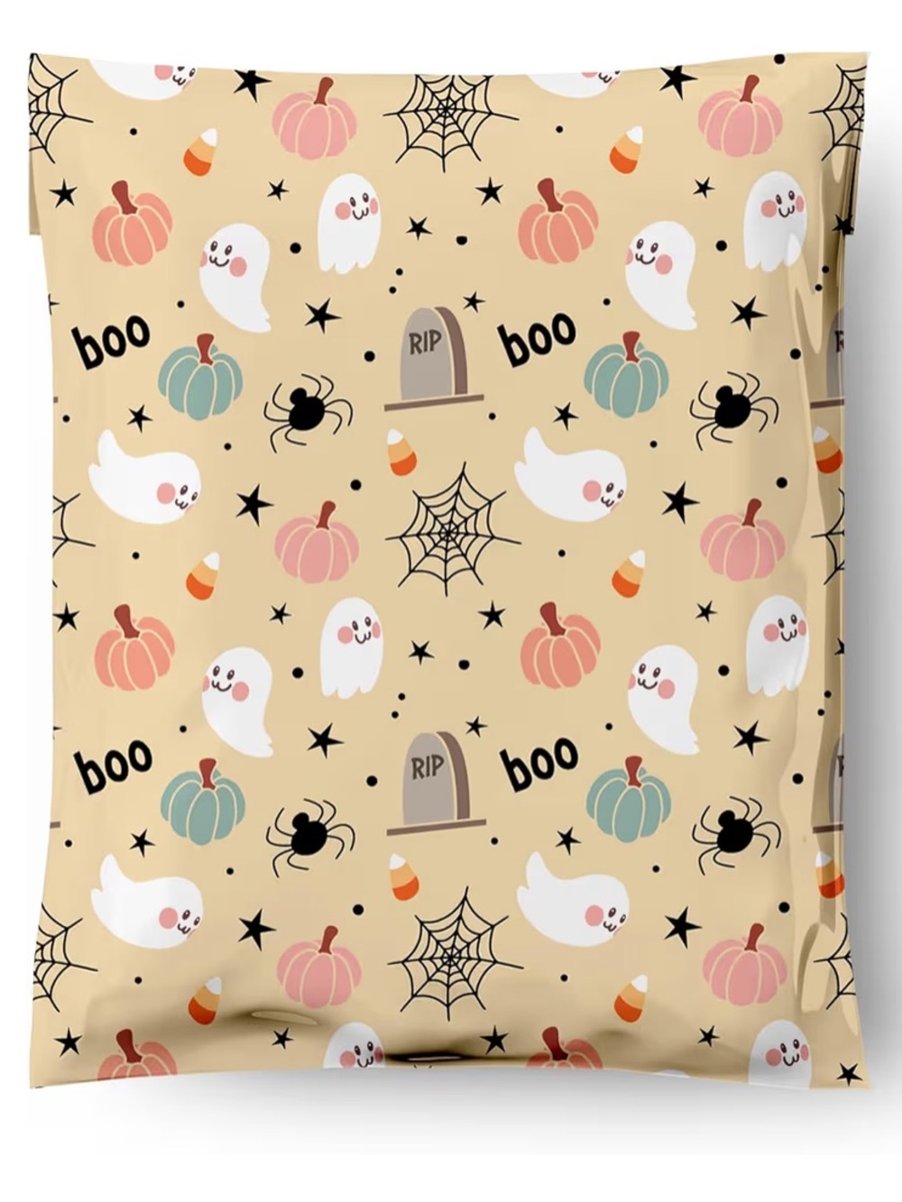 10- Beige Halloween Ghost POLY Mailers